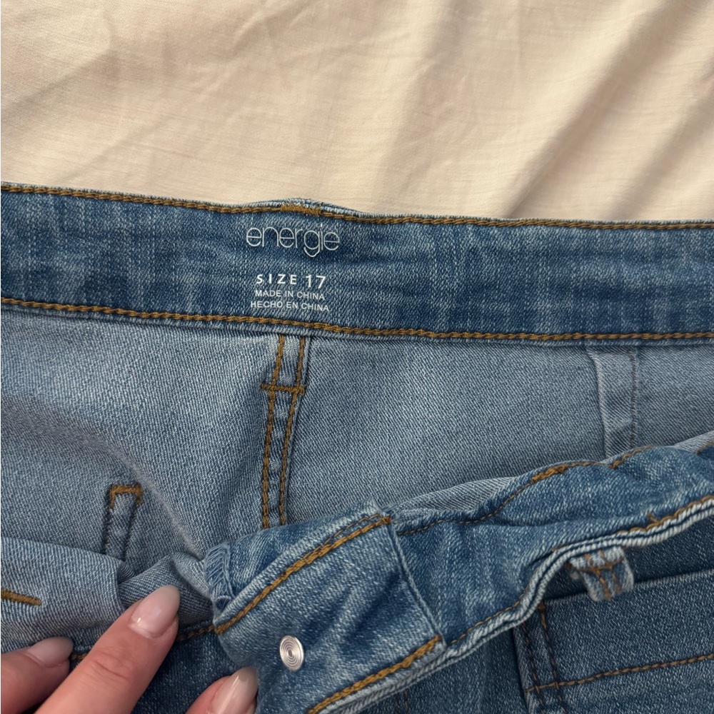 Wide leg Cropped High waisted Blue Jeans - Picture 6 of 7